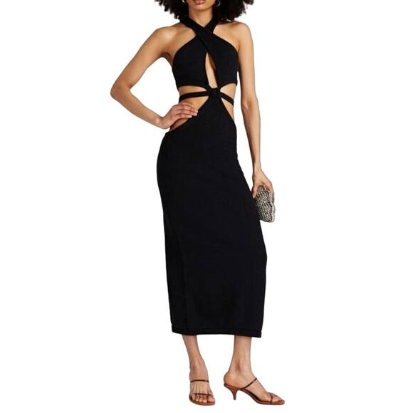 NWT Cult Gaia Aziza Cut Out Knit Dress in Black XL - Picture 2 of 16